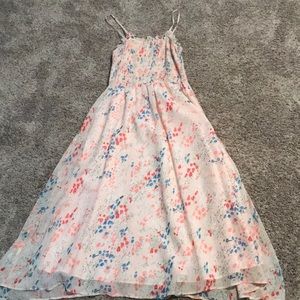 Pink pastel and floral midi spring dress!!